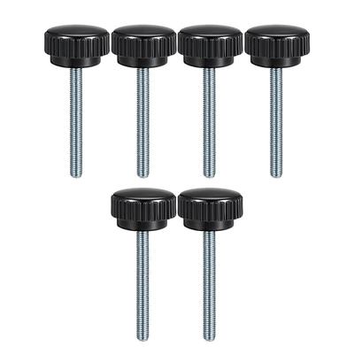 M8x60mm Male Thread Knurled Clamping Knobs Grip Thumb Screw on 6Pcs - Black,Silver Tone