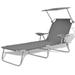 vidaXL Patio Lounge Chair Folding Sunlounger Outdoor Sunbed with Canopy Steel