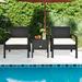 Gymax 3PCS Rattan Patio Conversation Set Outdoor Furniture Set w/ Storage Table