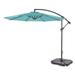 WestinTrends Julia 10 Ft Outdoor Patio Cantilever Umbrella with Base Included Market Hanging Offset Umbrella with 4-Pieces Fillable Base Weight Turquoise