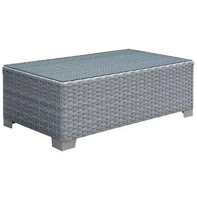 Must Have Afuera Living Glass Top, Grey Rattan Square Coffee Table
