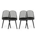 GDF Studio Lucy Outdoor Modern Dining Chairs Set of 4 Black