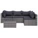 Andoer 5 Piece Garden Sofa Set with Cushions & Pillows Poly Rattan Gray