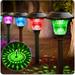 BEAU JARDIN 8 Pack Solar Lights with 7 Color Changing Pathway Outdoor Garden Stake Glass Stainless Steel Waterproof Auto On/Off Sun Powered Landscape Colorful Lighting Effect for Walkway Spike Bronze