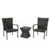 GDF Studio Bakerville Outdoor 3 Piece Wicker Chat Set with Stacking Chairs Multibrown