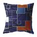 Square Patches Indoor/Outdoor Fabric Pillow with Removable Cover in Blue 20x20