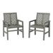 Walker Edison Outdoor Wood Chevron Patio Chair in Gray Wash (Set of 2)