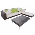 vidaXL Patio Furniture Set 4 Piece Conversation Set with Cushions Poly Rattan