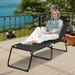 Costway Folding Beach Lounge Chair Heightening Design Patio Lounger w/ Pillow-Black