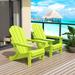 Westintrends 2 Pcs Outdoor Folding HDPE Adirondack Patio Chairs Weather Resistant Lime