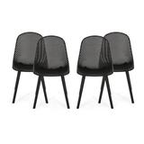 GDF Studio Yazmeen Outdoor Modern Resin Dining Chair Set of 4 Black