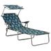 vidaXL Patio Lounge Chair Folding Sunlounger Outdoor Sunbed with Canopy Steel