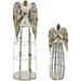 Attraction Design Antiqued Metal Garden Angel Statue Set of 2 Indoor Outdoor Angel Yard Art Decor Lawn Patio Decorations Holiday Decor Garden Present Idea (Rusty Angel Pack)