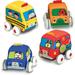 Melissa & Doug K s Kids Pull-Back Vehicle Set - Soft Baby Toy Set With 4 Cars and Trucks and Carrying Case