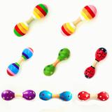 Double Head Colorful Wooden Maracas Baby Child Musical Instrument Rattle Shaker For Party Toy