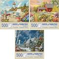 Bits and Pieces - Value Set of Three (3) 500 Piece Jigsaw Puzzles for Adults - Each Puzzle Measures 18 x 24 - 500 Piece Seasons Collection Jigsaws by Artist Alan Giana