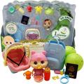 Pea Pod Babies Twenty Two Piece Little Traveler Playset - Collectible Mystery Surprise Toy with Mini Baby Clothing & Accessories - All in A Soft Pea Pod - Small Doll Ages 3+