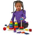 Melissa & Doug 25-Piece Wooden Geometric Stacker Toddler Toy + Free Scratch Art Mini-Pad Bundle [05678]