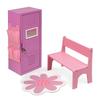 Badger Basket Doll Locker Set with Bench Rug and Accessories for 18 inch Dolls - Pink/Purple