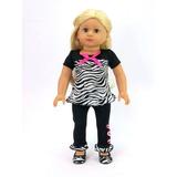 Zebra Triple Hearts Pants Set For 18 Inch Dolls