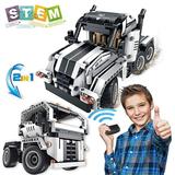 TEM Building Toys for Boys & Girls | 2 in 1 Remote Control Building Kit | Build a Semi -Truck/Cab Over | Early Learning Technic Building Blocks RC Kit