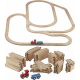 Wooden Train Tracks - 52 PCS Wooden Train Set + 2 Bonus Toy Trains - Train Sets For Kids - Car Train Toys Is Compatible With Thomas Wooden Railway Systems and All Major Brands - Original - By Play22