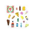 Super Action Stuff 18 Piece Super Foodie Action Figure Accessories 1:12 and Six inch Scale Compatible Miniature Plastic Food Accessories That fit Most 5 to 7 inch Action Figures for Hilari