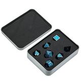 Blue Metal Dice Includes 7 Polyhedral Dice Perfected for Your Favorite RPG-Featuring D4 D6 D8 D10*2 D12 D20 for Dungeons and Dragons Games