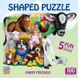 MasterPieces 100 Piece Shaped Jigsaw Puzzle - Farm Friends - 14 x19