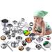 Cooking Utensils Set 16 Pcs Stainless Steel Kitchen Toys Pretend Play Pots Pans Toy Cookware Kits for Kids Come with a Handy Storage Box Role Play Educational Toys for Toddlers