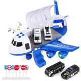 Aircraft Vehicle Playset Inertia Wheel Airplane with Vehicles Educational Toy Set 1 Large Plane 4 Alloy Car Christmas Birthday gift Learning gifts for Toddlers Over 3 Years Old