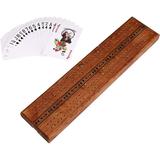 Sterling Games 12 inch Wooden Cribbage 2 Players Double Track Board with Poker Design
