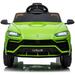 Battery Cars for Kids 12 Volt Ride on Toys with Remote Powered Lamborghini Ride on Cars for Boys Girls Ages 3-5 Green Electric Vehicle Ride on Truck 3 Speeds LED Lights MP3 L5358