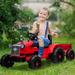 Tractor Ride on Car with Remote Control 12V Kids Electric Tractor with Trailer Battery Powered Kids Ride on Cars for Boys Girls Electric Cars for Kids with MP3 Player Radio USB Port Red R1631