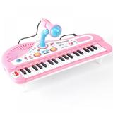 Piano Keyboard Toy for Kids Multifunctional Toy Piano Keyboard 31 Keys Musical Toy for Toddlers Girls Gift Pink