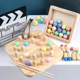 Yesbay 2 in 1 Wooden Memory Match Stick Chess Clipping Bead Game Development Kids Toy Memory Chess Toy Memory Bead Memory Bead
