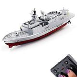 Tipmant Military RC Naval Ship Vessel Model Remote Control Boat Speedboat Yacht Electric Water Kids Toy (Silver)