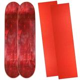 Cal 7 Blank Maple Skateboard Deck with Color Grip Tape | 8.5 Inch | Two Pack (Red)