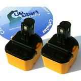 2-Pack Ryobi 1400652 Battery - Replacement Ryobi 12V Battery (1300mAh NICD)