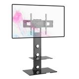 PROMOUNTS Swivel TV Floor Stand Mount for 37 to 72 Inch TVs Height Adjustable TV Stand with Shelf