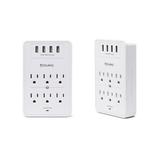 Aduro Surge Protector 6 Outlets Power Strip Station with USB (4 Ports 4.8A) Wall Mount Multiple Outlet Splitter Extender Adapter with Phone Shelf Stand ETL Listed White