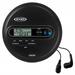 jensen portable cd player personal cd/mp3 player + am/fm radio + with lcd display bass boost 60-second anti skip cd r/rw/compatible+ sport earbuds included (limited edition black series)