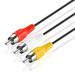 3 RCA Cable (10 FT) - 3RCA AV RCA Composite Video + 2RCA Stereo Audio M/M Male to Male Dual Shielded RCA Connector Plug Jack Wire Cord