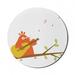 Music Mouse Pad for Computers Singing Orange Bird Plays the Guitar on a Branch Cartoonish Illustration Round Non-Slip Thick Rubber Modern Mousepad 8 Round White and Multicolor by Ambesonne