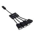 AMZER 4 in 1 USB HUB Type-C USB 2.0 OTG Cable & Micro USB Power Supply - Black