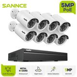 SANNCE 8CH 5MP HD Poe Network Video Security System 5MP H.264+ NVR With 8pcs 5MP 30M EXIR Night Vision Weatherproof IP Camera Without Hard Drive