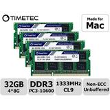 Timetec Hynix IC 32GB KIT(4x8GB) Compatible for Apple 27 inch Mid 2010 21.5/27 inch Mid 2011 iMac DDR3 1333MHz PC3-10600 CL9 204 Pin SODIMM Upgrade for iMac 11 3 iMac 12 1 iMac 12 2 (32GB KIT(4x8GB))