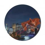 Animal Mouse Pad for Computers Cartoon like New York City Scenery with a Big Laser Eyed Squirrel Image Print Round Non-Slip Thick Rubber Modern Gaming Mousepad 8 Round Multicolor by Ambesonne