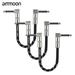 ammoon 3-Pack Guitar Effect Pedal Instrument Patch Cable 15cm/ 0.5ft Long with 1/4 Inch 6.35mm Silver Right Angle Plug Black + White Woven Jacket