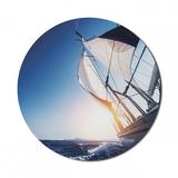 Sailboat Mouse Pad for Computers Sail Boat in Action Summer Adventure Water Transport Sunset Travel Print Round Non-Slip Thick Rubber Modern Gaming Mousepad 8 Round White Dark Blue by Ambesonne